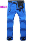 Loclimb Men Women Fleece Softshell Camping Hiking Pants Winter Outdoor-LoClimb Store-women blue-S 160-Bargain Bait Box