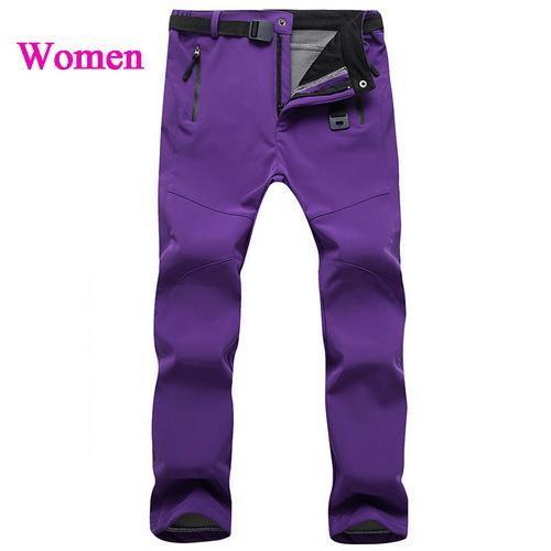 Loclimb Men Women Fleece Softshell Camping Hiking Pants Winter Outdoor-LoClimb Store-women purple-S 160-Bargain Bait Box
