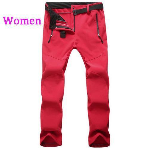 Loclimb Men Women Fleece Softshell Camping Hiking Pants Winter Outdoor-LoClimb Store-women red-S 160-Bargain Bait Box