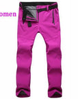 Loclimb Men Women Fleece Softshell Camping Hiking Pants Winter Outdoor-LoClimb Store-women rose-S 160-Bargain Bait Box