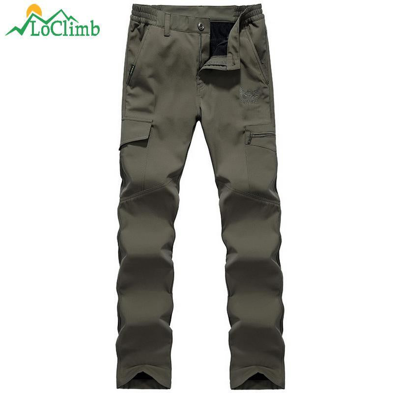Loclimb Military Tactical Camping Hiking Pants Men Winter Warm Fleece Waterproof-LoClimb Store-black-M 165-Bargain Bait Box