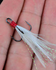 Lot 10/20Pcs Fishing Hooks Treble With Feather For Minnow Fish Lures Crankbaits-Lingyue Fishing Tackle Co.,Ltd-White-4-Bargain Bait Box