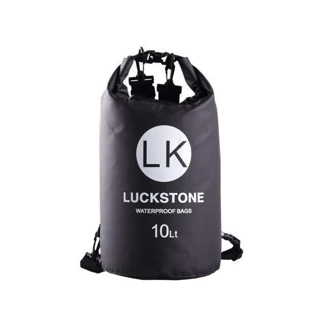 Luckstone 500D Pvc Waterproof Rafting Bag Dry 5 Colors Swimming Kayaking Storage-Dry Bags-Bargain Bait Box-10L black-Bargain Bait Box