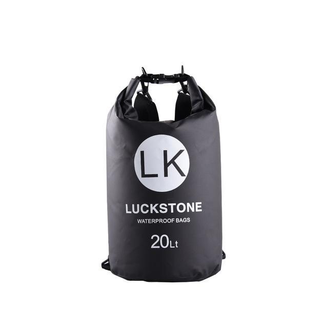 Luckstone 500D Pvc Waterproof Rafting Bag Dry 5 Colors Swimming Kayaking Storage-Dry Bags-Bargain Bait Box-20L black-Bargain Bait Box