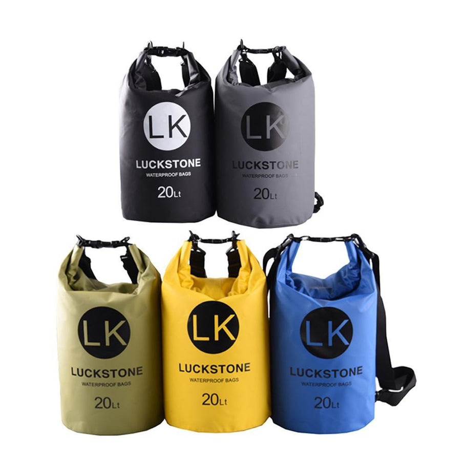 Luckstone 500D Pvc Waterproof Rafting Bag Dry 5 Colors Swimming Kayaking Storage-Dry Bags-Bargain Bait Box-20L yellow-Bargain Bait Box