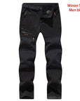 Lutu Thin Hiking Pants Men Sports Pants Quick Dry Breathable Outdoor Trousers-Freestep Co.,Ltd Store-winter men black-Asian size L-Bargain Bait Box