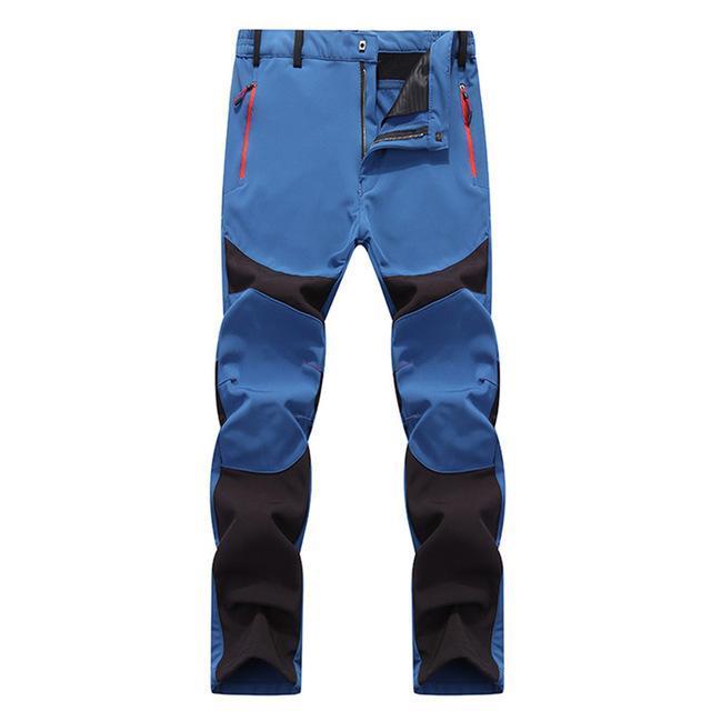 Lutu Winter Hiking Pants Men Warm Fleece Softshell Windproof Waterproof-Freestep Co.,Ltd Store-blue and black-Asian Size L-Bargain Bait Box