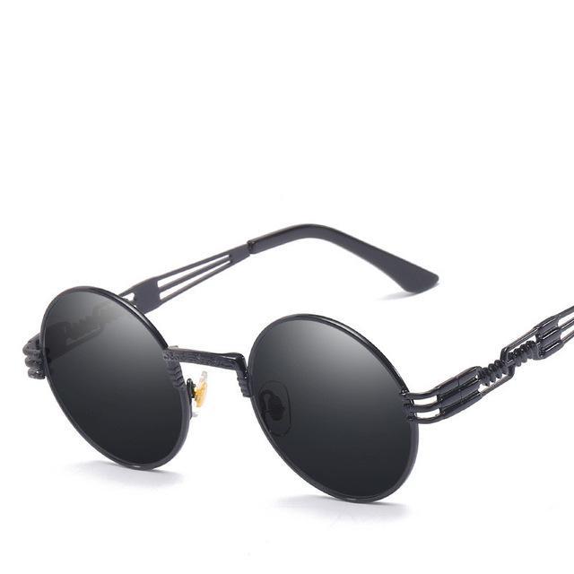 Luxury Round Sunglasses Men Brand Designer Vintage Couple Steampunk Women-Sunglasses-VTUQOW MVPUYG Store-Black-Bargain Bait Box