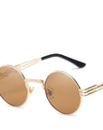 Luxury Round Sunglasses Men Brand Designer Vintage Couple Steampunk Women-Sunglasses-VTUQOW MVPUYG Store-Brown-Bargain Bait Box