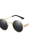 Luxury Round Sunglasses Men Brand Designer Vintage Couple Steampunk Women-Sunglasses-VTUQOW MVPUYG Store-Gold F Black-Bargain Bait Box