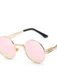 Luxury Round Sunglasses Men Brand Designer Vintage Couple Steampunk Women-Sunglasses-VTUQOW MVPUYG Store-Gold F Pink-Bargain Bait Box