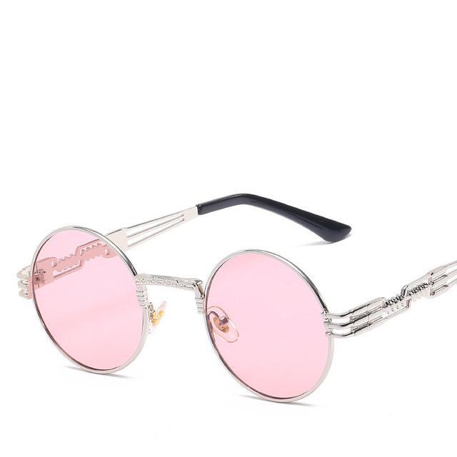 Luxury Round Sunglasses Men Brand Designer Vintage Couple Steampunk Women-Sunglasses-VTUQOW MVPUYG Store-Pink Ocean-Bargain Bait Box