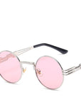 Luxury Round Sunglasses Men Brand Designer Vintage Couple Steampunk Women-Sunglasses-VTUQOW MVPUYG Store-Pink Ocean-Bargain Bait Box