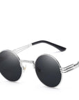 Luxury Round Sunglasses Men Brand Designer Vintage Couple Steampunk Women-Sunglasses-VTUQOW MVPUYG Store-Silver F Black-Bargain Bait Box
