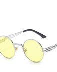Luxury Round Sunglasses Men Brand Designer Vintage Couple Steampunk Women-Sunglasses-VTUQOW MVPUYG Store-Yellow Ocean-Bargain Bait Box