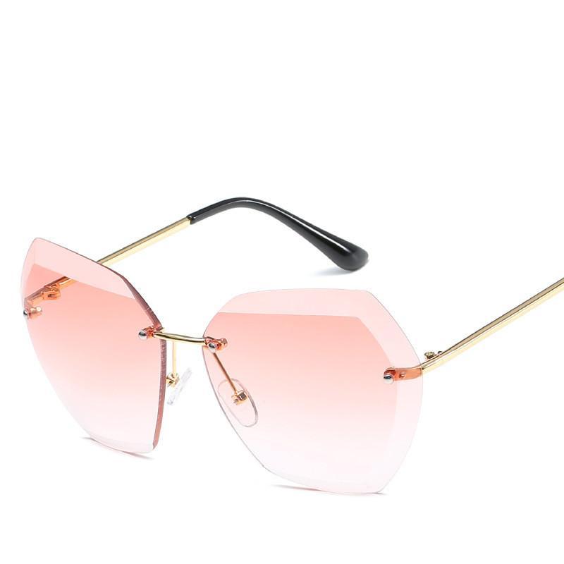 Luxury Transparent Gradient Rimless Sunglasses Women Brand Designer Retro-Sunglasses-Shop1653036 Store-Black-Bargain Bait Box