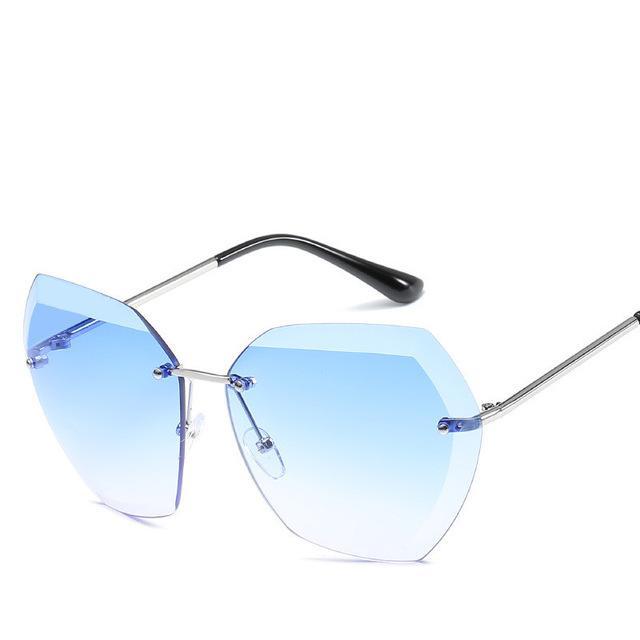 Luxury Transparent Gradient Rimless Sunglasses Women Brand Designer Retro-Sunglasses-Shop1653036 Store-Blue-Bargain Bait Box