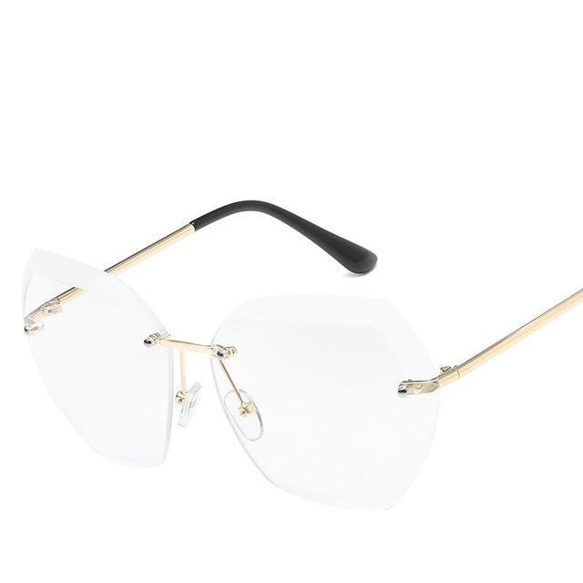 Luxury Transparent Gradient Rimless Sunglasses Women Brand Designer Retro-Sunglasses-Shop1653036 Store-Gold F Flat mirror-Bargain Bait Box