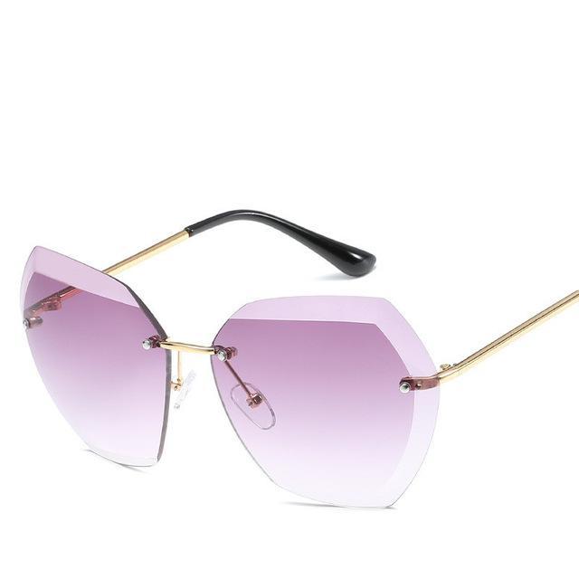 Luxury Transparent Gradient Rimless Sunglasses Women Brand Designer Retro-Sunglasses-Shop1653036 Store-Gold F Gray-Bargain Bait Box