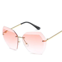 Luxury Transparent Gradient Rimless Sunglasses Women Brand Designer Retro-Sunglasses-Shop1653036 Store-Pink-Bargain Bait Box