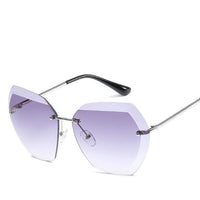 Luxury Transparent Gradient Rimless Sunglasses Women Brand Designer Retro-Sunglasses-Shop1653036 Store-Silver F Gray-Bargain Bait Box