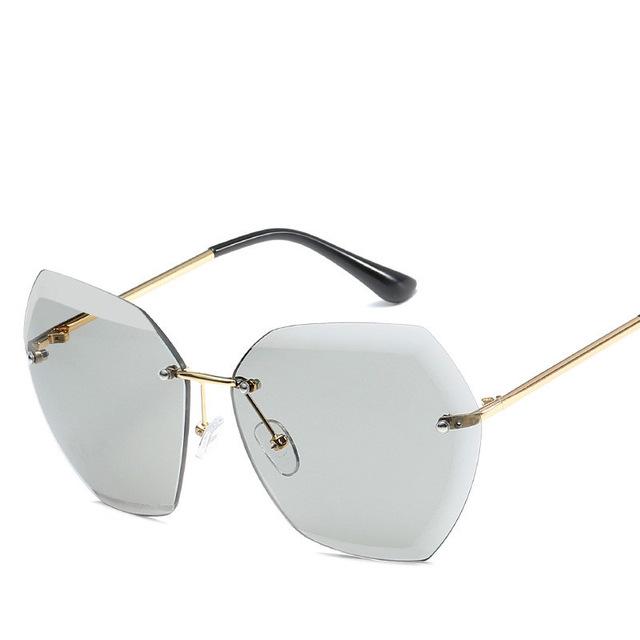 Luxury Vintage Rimless Sunglasses Women Brand Designer Oversized Retro Female-Sunglasses-Love Will Remember-Black-Bargain Bait Box