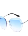 Luxury Vintage Rimless Sunglasses Women Brand Designer Oversized Retro Female-Sunglasses-Love Will Remember-Blue-Bargain Bait Box