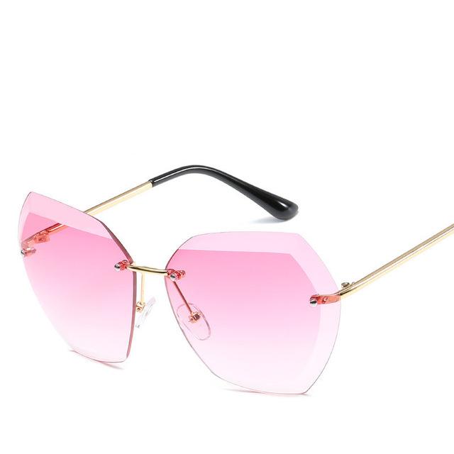 Luxury Vintage Rimless Sunglasses Women Brand Designer Oversized Retro Female-Sunglasses-Love Will Remember-Red-Bargain Bait Box