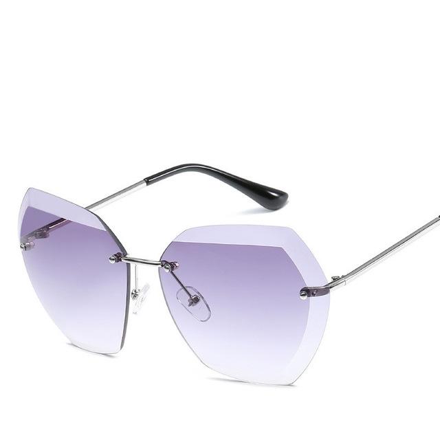 Luxury Vintage Rimless Sunglasses Women Brand Designer Oversized Retro Female-Sunglasses-Love Will Remember-Silver F Gray-Bargain Bait Box