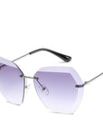 Luxury Vintage Rimless Sunglasses Women Brand Designer Oversized Retro Female-Sunglasses-Love Will Remember-Silver F Gray-Bargain Bait Box