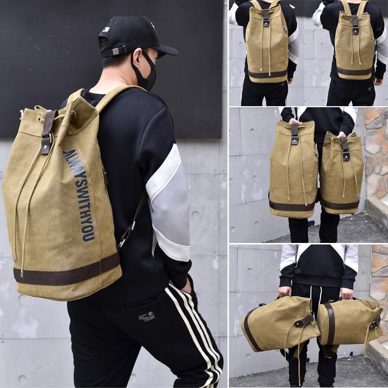 Male Foldable Canvas Bucket Rucksack Tactical Military Backpack Travel Hiking-Climbing Bags-Let&#39;s Travel Store-Small khaki-Bargain Bait Box