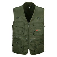 Male Vest Men Fashion Cotton Sleeveless Jackets Black Casual Fishing Vests-Vests & Waistcoats-Coolmen Store-Army green-XL-Bargain Bait Box
