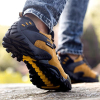 Manli Plus Size 38-46 Outdoor Men Leather Hiking Shoes Waterproof Climbing-UNWIND Store-Black-5.5-Bargain Bait Box