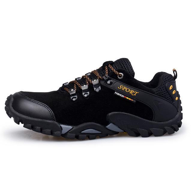 Manli Plus Size 38-46 Outdoor Men Leather Hiking Shoes Waterproof Climbing-UNWIND Store-Black-5.5-Bargain Bait Box