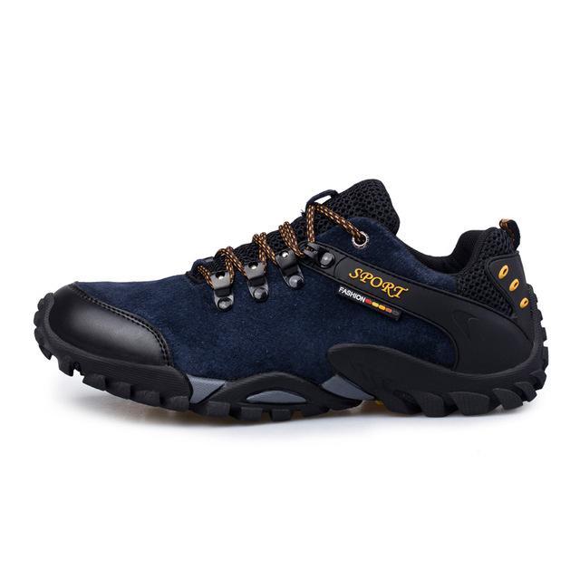 Manli Plus Size 38-46 Outdoor Men Leather Hiking Shoes Waterproof Climbing-UNWIND Store-Blue-5.5-Bargain Bait Box
