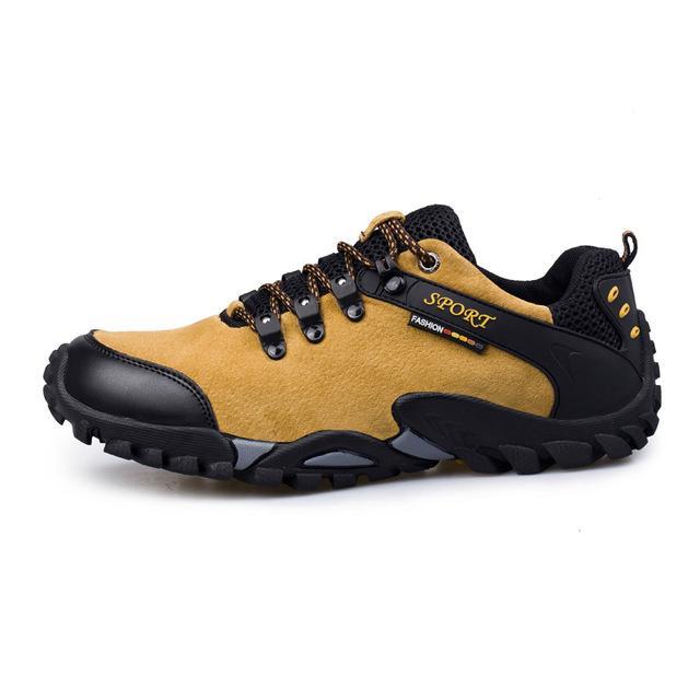 Manli Plus Size 38-46 Outdoor Men Leather Hiking Shoes Waterproof Climbing-UNWIND Store-Gold-5.5-Bargain Bait Box