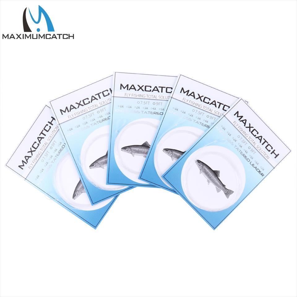 Maximumcatch 10 Pcs 9Ft Fly Fishing Leader 3/4/5/6X Clear Tapered Leader Nylon-MAXIMUMCATCH Official Store-7.5FT-0X-Bargain Bait Box