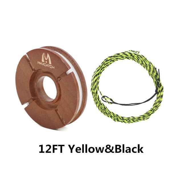 Maximumcatch 12Ft/13Ft Tenkara Fly Line With Wooden Line Holder Kit Braided-MAXIMUMCATCH Official Store-12FT Yellow Black-Bargain Bait Box