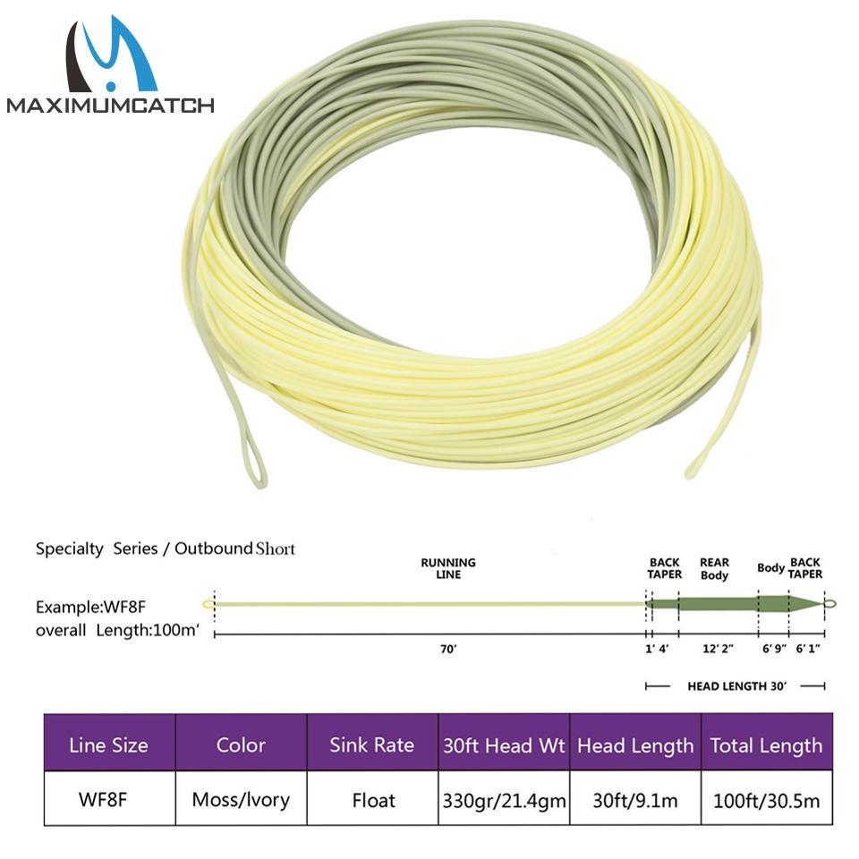 Maximumcatch Outbound Short Fly Fishing Line 8Wt 100Ft Moss/Lvory Color Weight-MAXIMUMCATCH Official Store-8.0-Bargain Bait Box