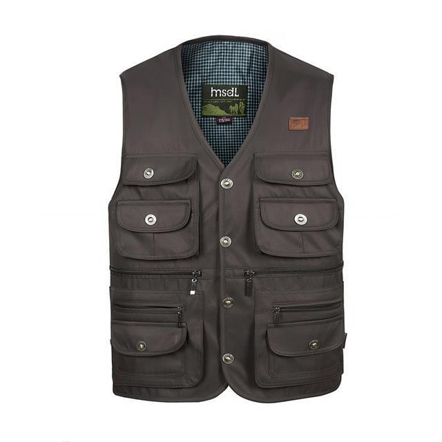 Men Comfortable Vest Masculino Multi-Pocket Reporter Waist Homme Casual Cargo-Vests-Bargain Bait Box-Black-XL-Bargain Bait Box