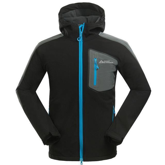Men Hiking Jacket Softshell Windproof Water Repellent Outdoor Sport Wear-Have A Date Store-Black-M-Bargain Bait Box