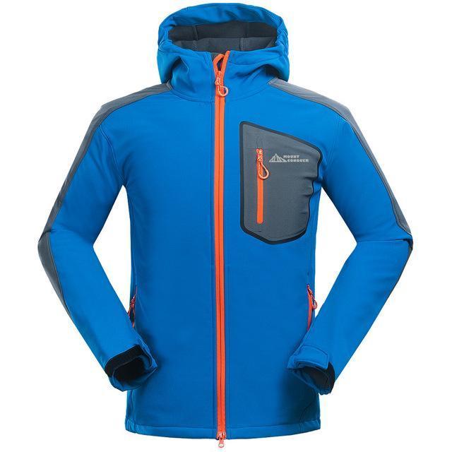Men Hiking Jacket Softshell Windproof Water Repellent Outdoor Sport Wear-Have A Date Store-Blue-M-Bargain Bait Box