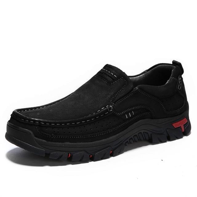 Men Hiking Shoes Comfortable First Layer Cowhide Leather Outdoor Sneakers Men-Hiking Shoes-Shop4976023 Store-Black EE Width-6-Bargain Bait Box