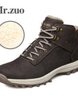 Men Hiking Shoes Winter Sneakers With Fur Warm Snow Boots Men Shoes-Mr.zuo Official Store-Black-7-Bargain Bait Box