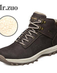 Men Hiking Shoes Winter Sneakers With Fur Warm Snow Boots Men Shoes-Mr.zuo Official Store-Brown-7-Bargain Bait Box