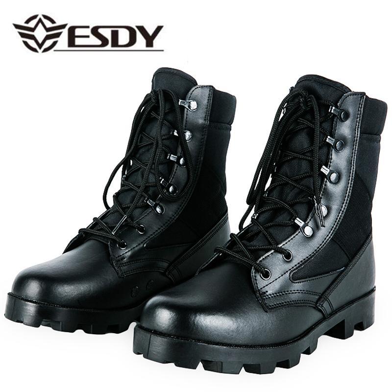 Men Leather Lacing Combat Tactical Desert Safety Shoes Men Outdoor Camping-Outdoor Chinese shopping factory Store-2-6.5-Bargain Bait Box
