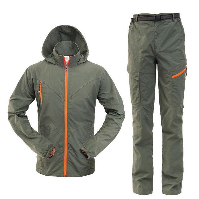 Men Women Hiking Jacket Quick Dry Breathable Jackets Outdoor Pants Sports Suit-Style Me Fitness Sport-men green-S-Bargain Bait Box