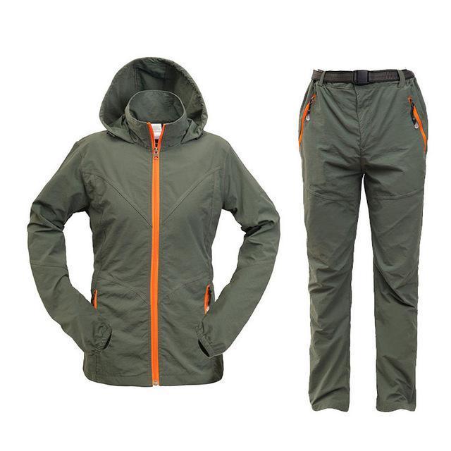 Men Women Hiking Jacket Quick Dry Breathable Jackets Outdoor Pants Sports Suit-Style Me Fitness Sport-women green-S-Bargain Bait Box