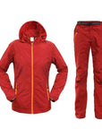 Men Women Hiking Jacket Quick Dry Breathable Jackets Outdoor Pants Sports Suit-Style Me Fitness Sport-women red-S-Bargain Bait Box