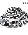 Men Women Jungle Camo Cotton Bucket Caps Fishing Camping Sunshade Sunscreen-Hats-Bargain Bait Box-grey white camo-M-Bargain Bait Box